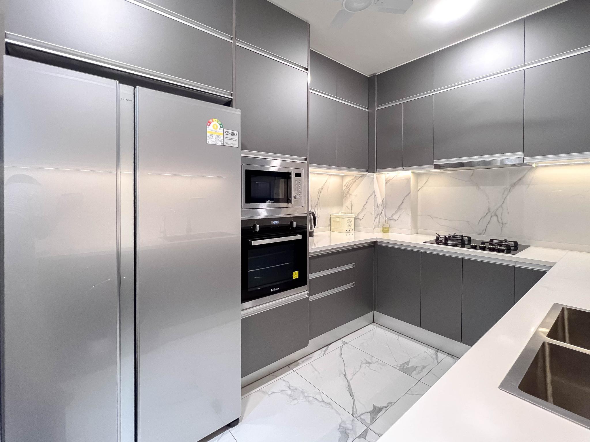 Kitchen — 3-bedroom Blue Heaven Channel View 2+1 BR Fully Furnished Custom Designed Apartment, The Blu Haven Residencies