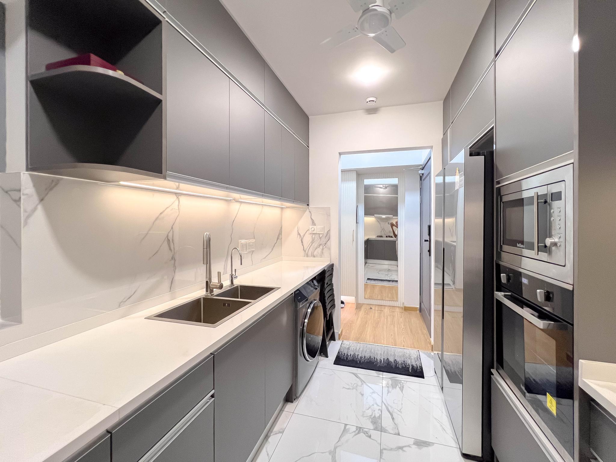 Kitchen — 3-bedroom Blue Heaven Channel View 2+1 BR Fully Furnished Custom Designed Apartment, The Blu Haven Residencies